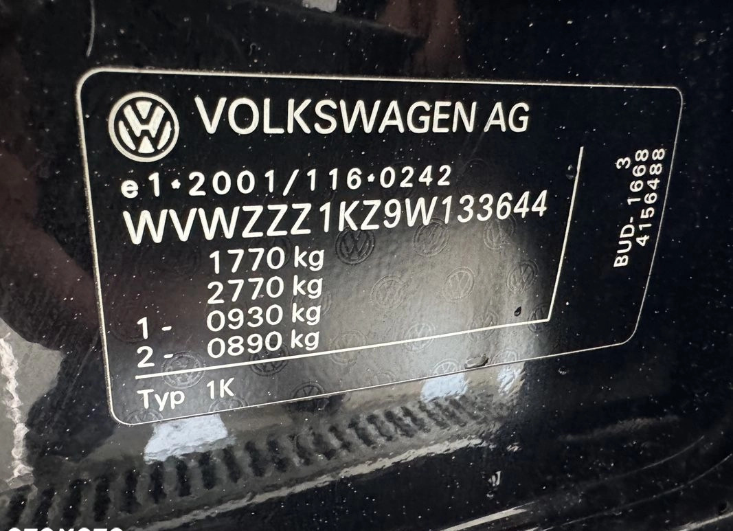 Volkswagen Golf cena 18900 przebieg: 154300, rok produkcji 2009 z Sieradz małe 211